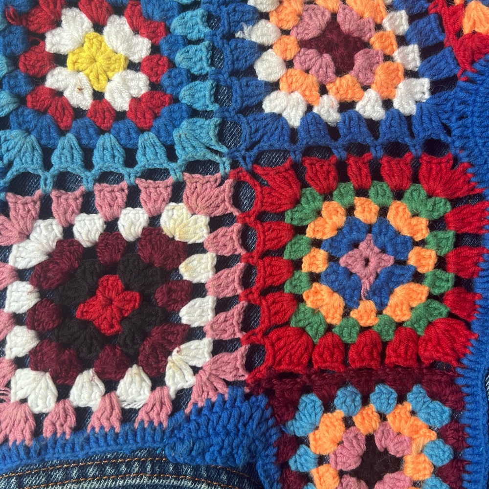 Farm Rio Colorful Crochet Knit Denim Jeans Shorts - 31 - Picture 9 of 12